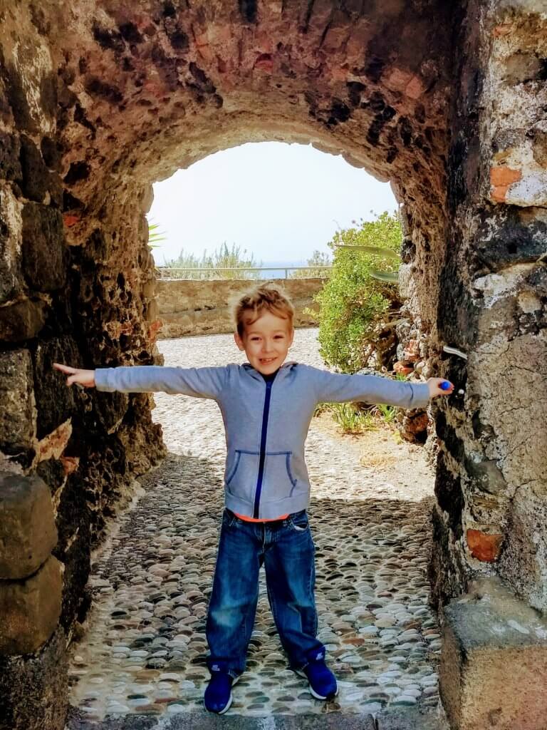 Owen at Castello Normanno, Aci Castello Sicily