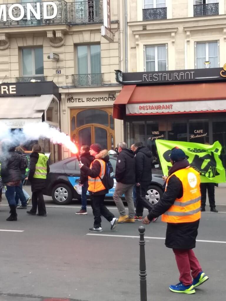 protest in Paris near Gare du Nord