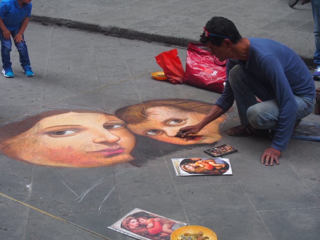 chalk art near Piazza delle Repubblica, 3 days in Florence